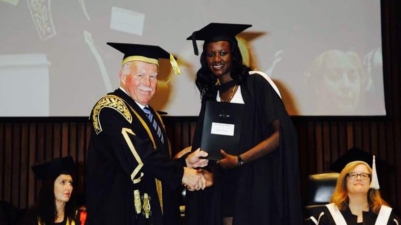 Abul and professor during the graduation 