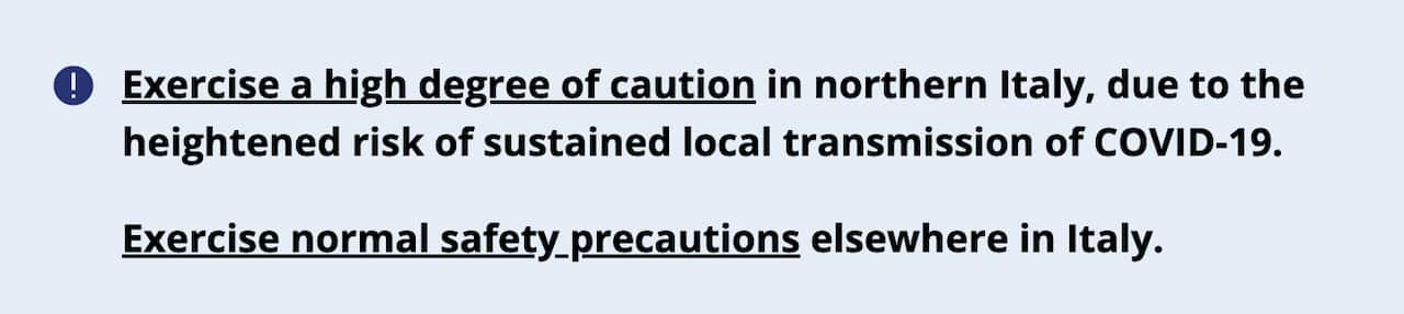 Smartraveller.gov.au notice