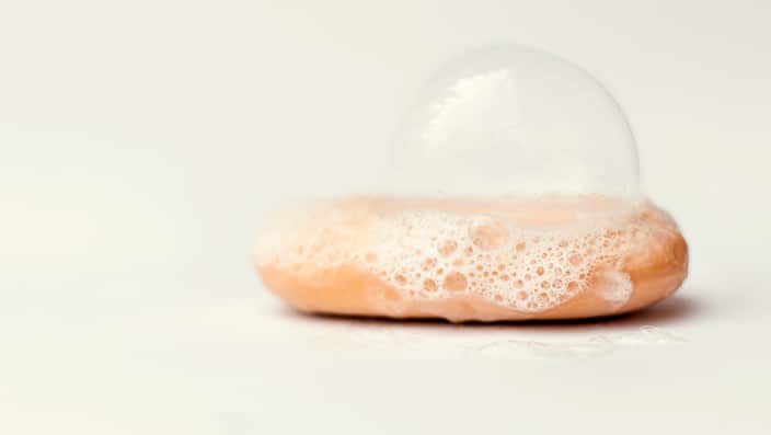 Bubbles on a bar of soap