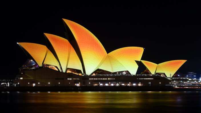 The Sydney Opera House is seen illuminated gold to celebrate Diwali, the Hindu festival of lights, in Sydney
