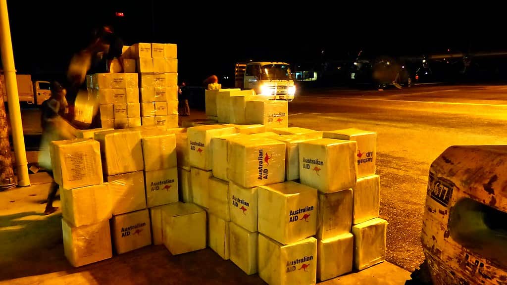 Relief supplies being sent to the Solomon Islands.