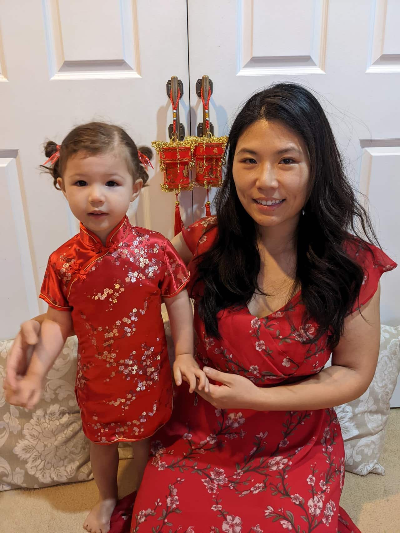 Sonia Feng and her young daughter