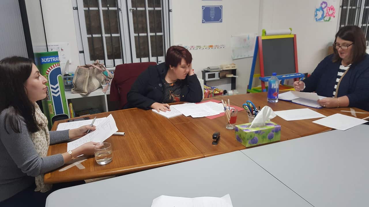 Sorgul Maho, far left with students