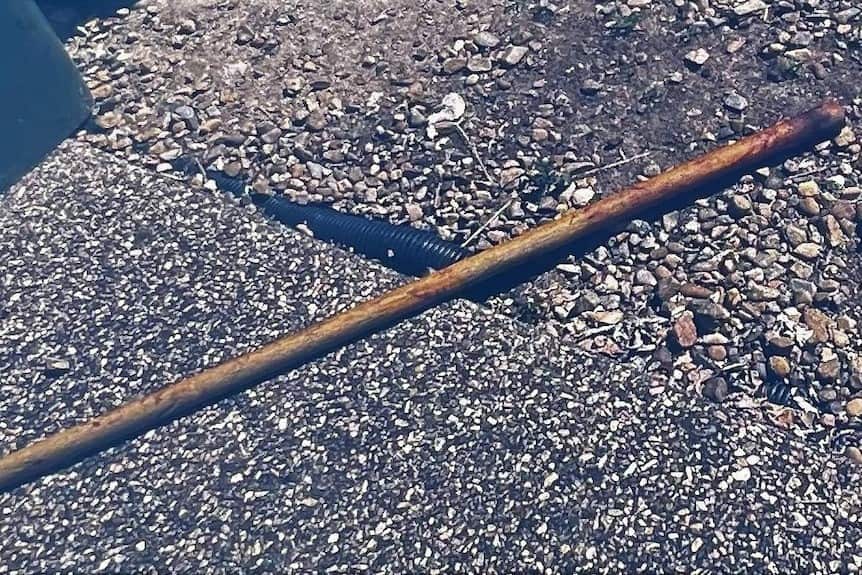A local resident found a pole with what appeared to be blood on it in her yard after the fight.