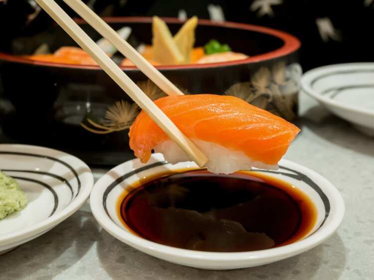 Soy sauce for sushi contains double recommended salt intake