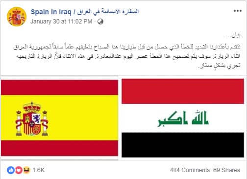 Spain apologizes as royal plane raises old Iraq flag
