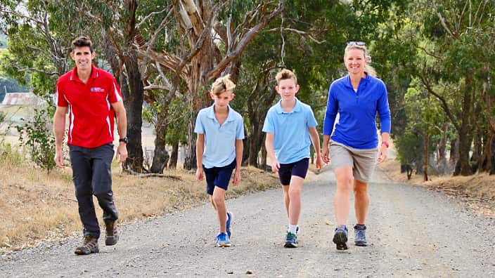Mark, Oscar, Digby and Ingrid Squirrell (L to R) train in preparation for the Everest Base Camp trek.