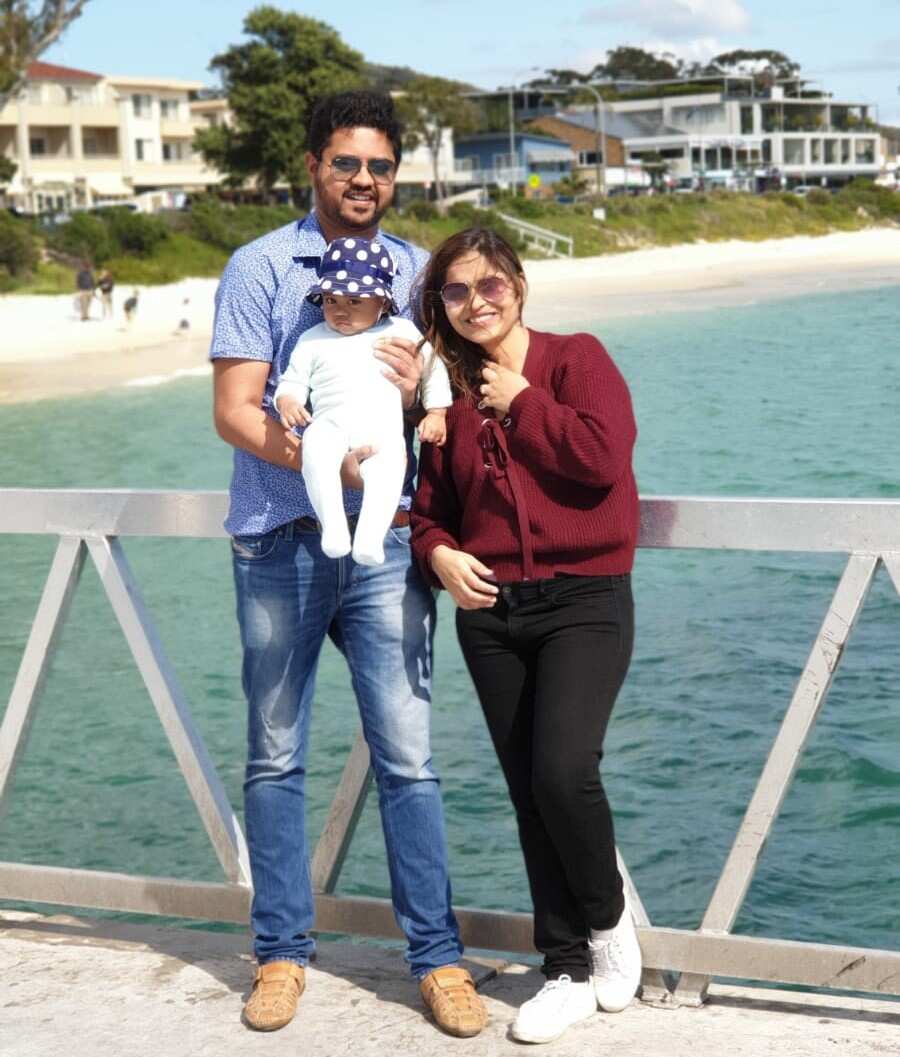 Sheersh Srivastava with his wife Shilpa and their son Kiyan.