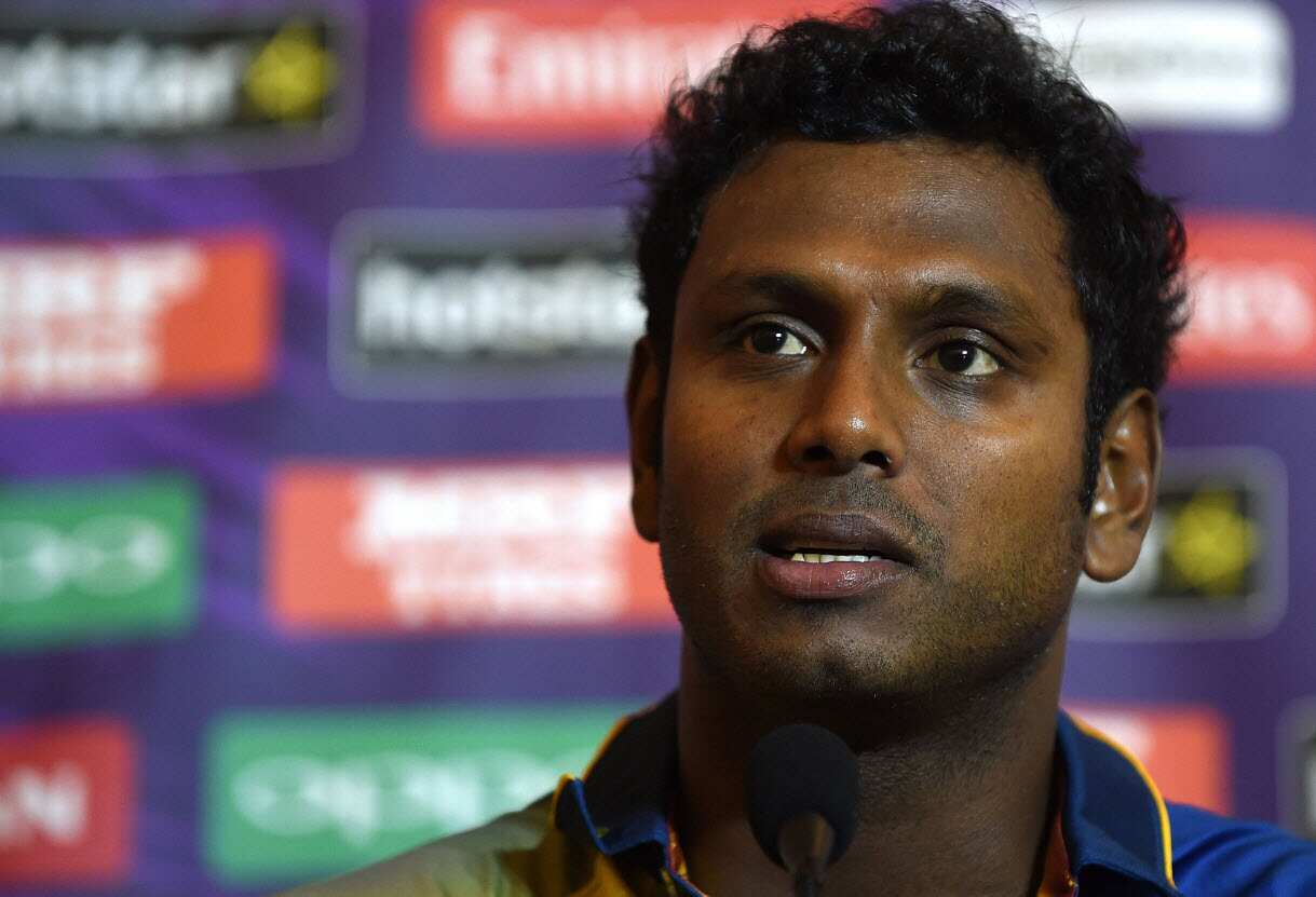 Sri Lanka cricket team captain Angelo Mathews speaks during a press conference in Mumbai on March 9, 2016. Sri Lanka plays their first match in the tournament on March 17 in Kolkata. (Getty Images-AFP-Punit Paranjpe)