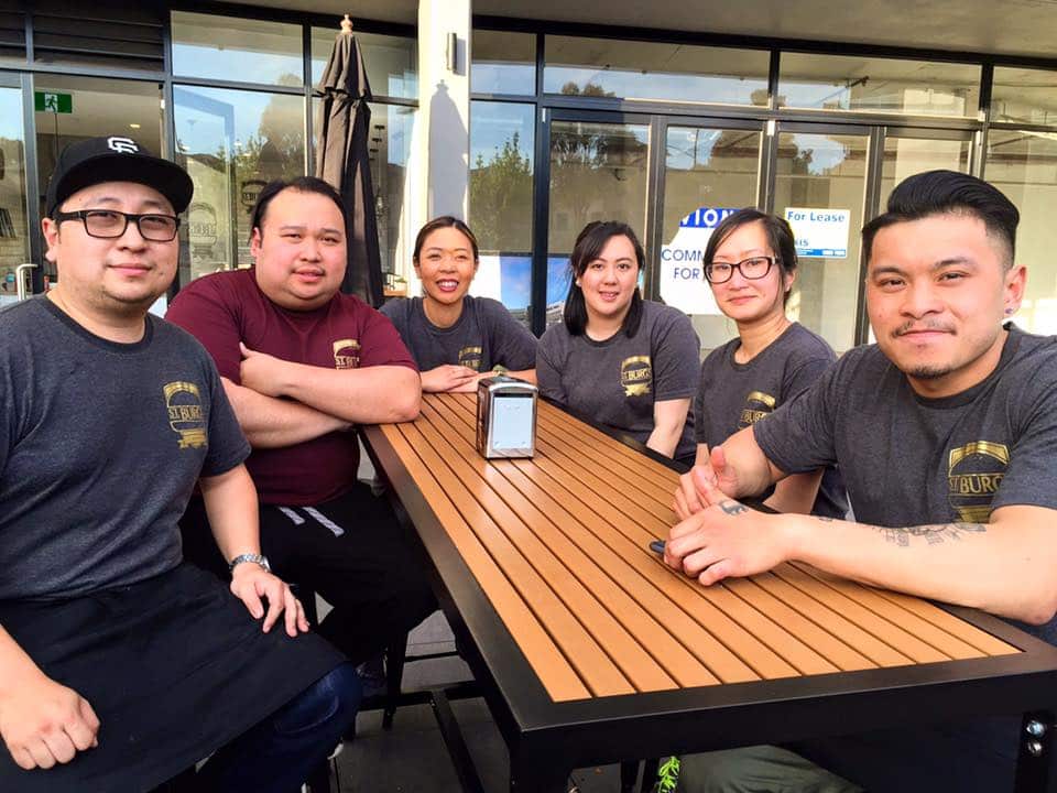 St Burgs team a month after opening their humble little shop.