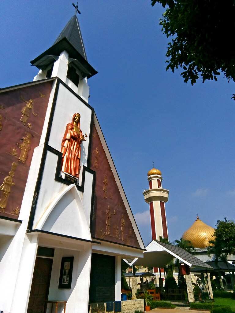 The Santa Catherina Catholic church stands in Taman Mini, a theme park built to represent diversity in Indonesia.