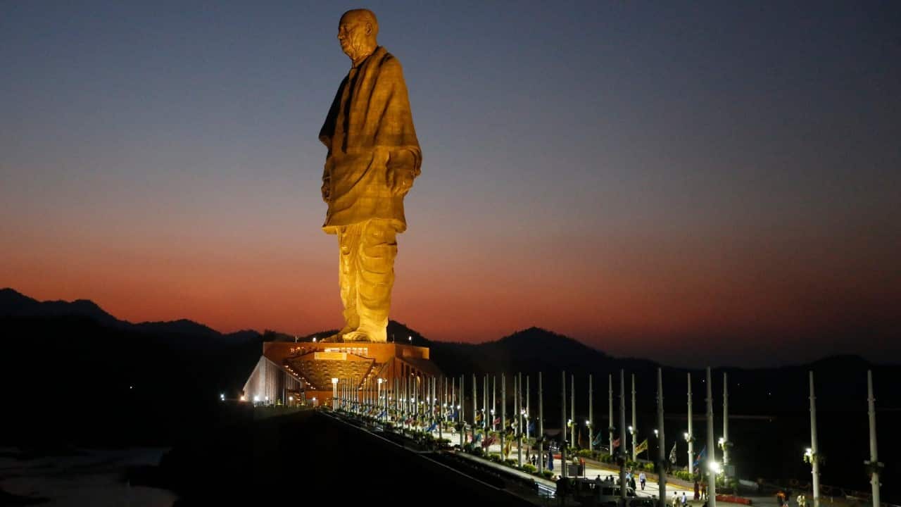 A view of the Statue of Unity at Kevadiya Colony in Narmada district of Gujarat State.
