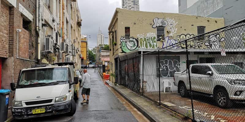 Strassenbild Crown Lane, Standort der ehemaligen Conny Dietzschold Galerie