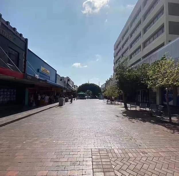 An image of an empty street in Eastwood, which is usually bustling. 