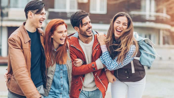 Friends walking together