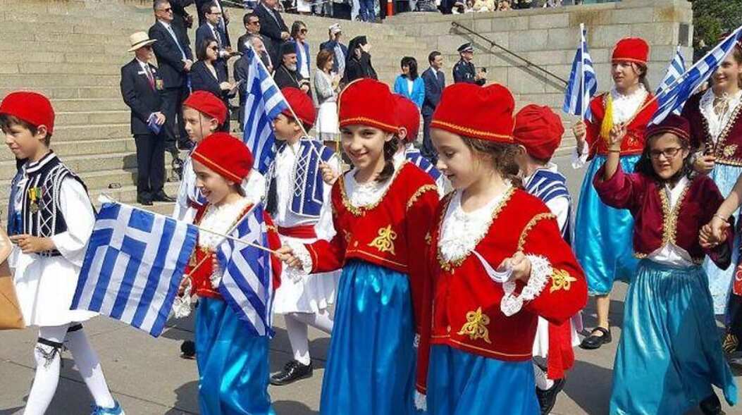 Children in traditional Greek costumes