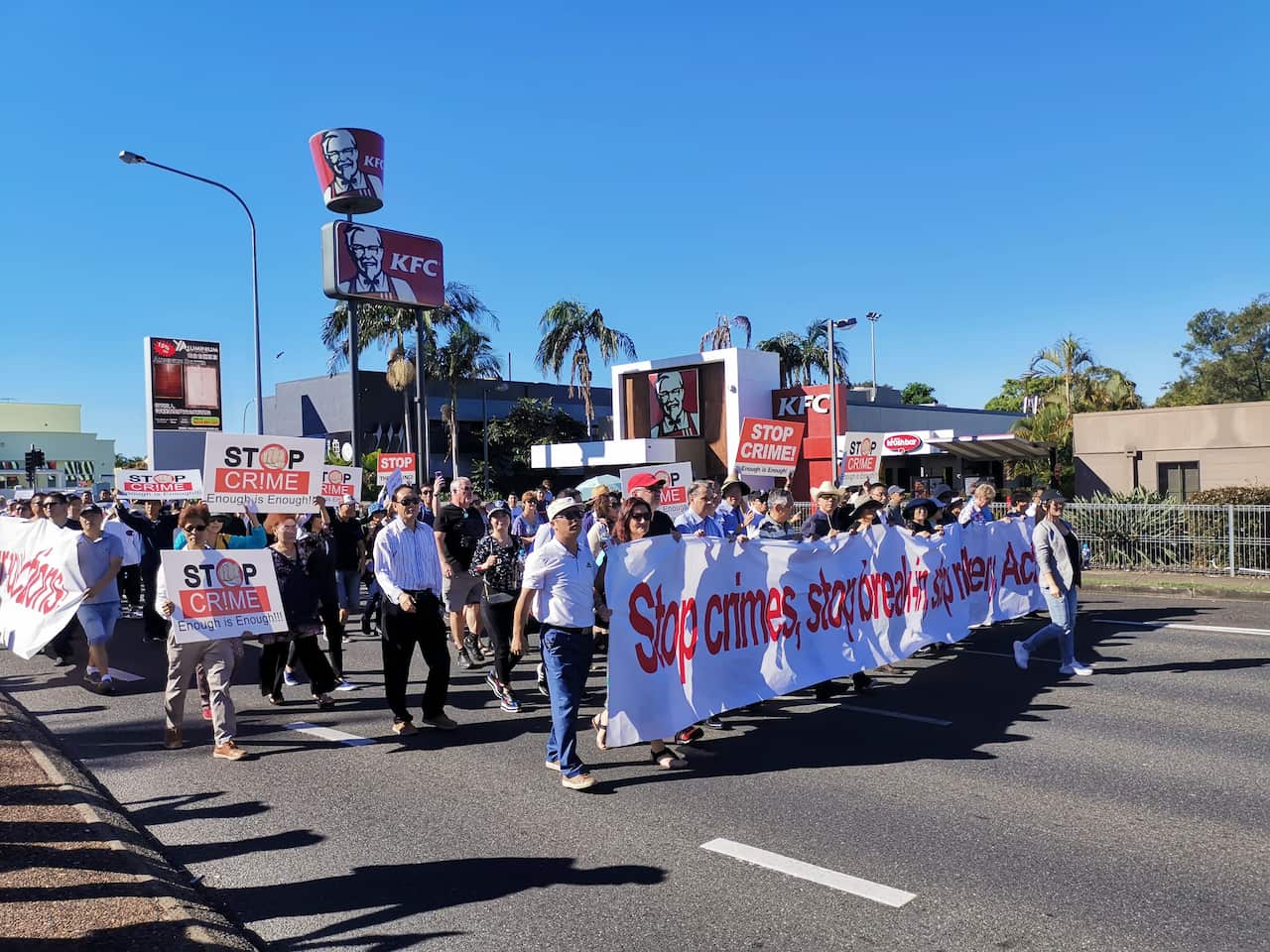 anti-crime protest in Sunnybank, Brisbane
