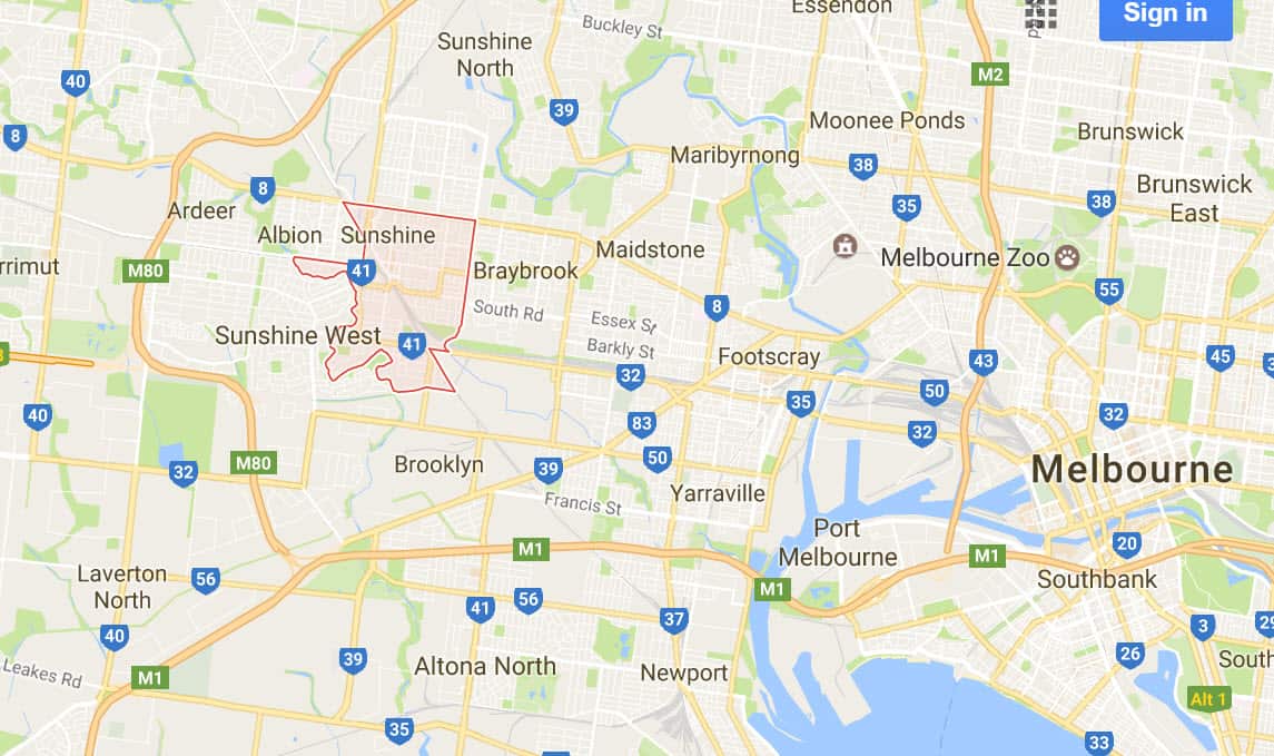 Map Sunshine, Melbourne