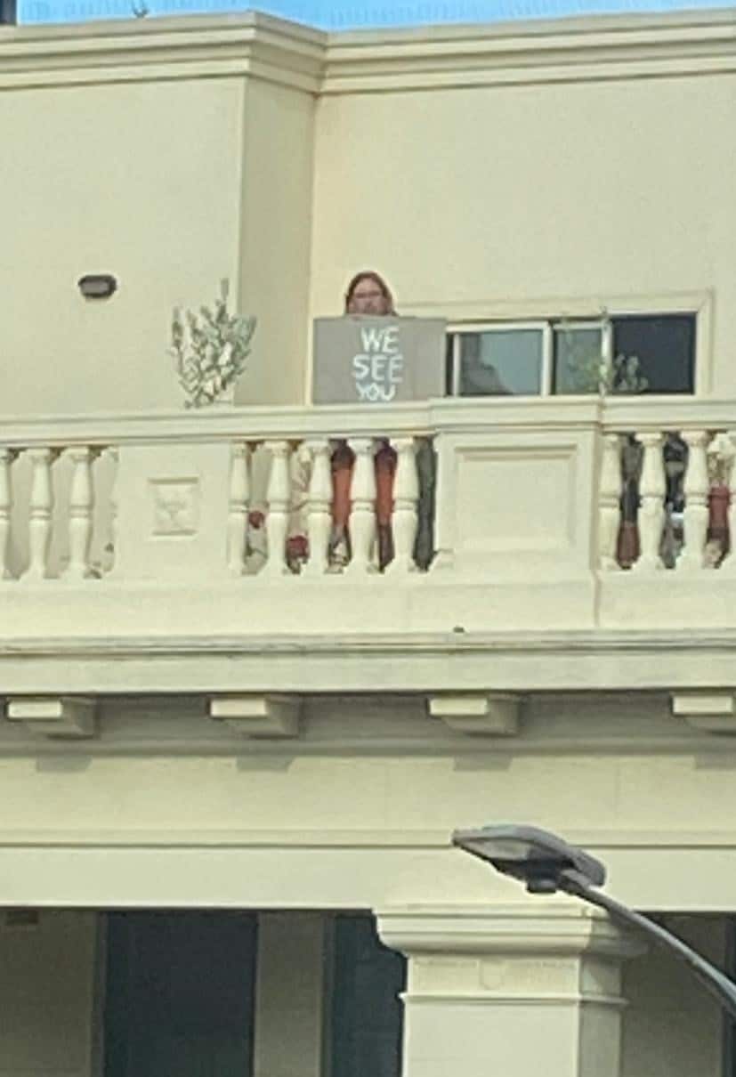 Refugee supporter opposite Park Hotel