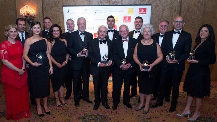Suzi Dafnis (first from right) with other HACCI awards recipients and HACCI Board members during the 2018 HACCI Excellence Awards Gala Ball.  