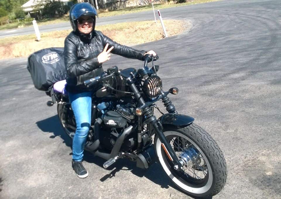 Swati Sharma on her motorbike