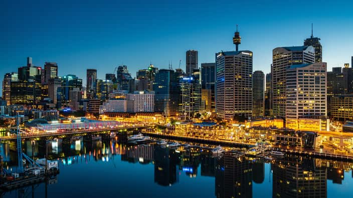 Darling Harbor Sydney Cityscape at Night Australia