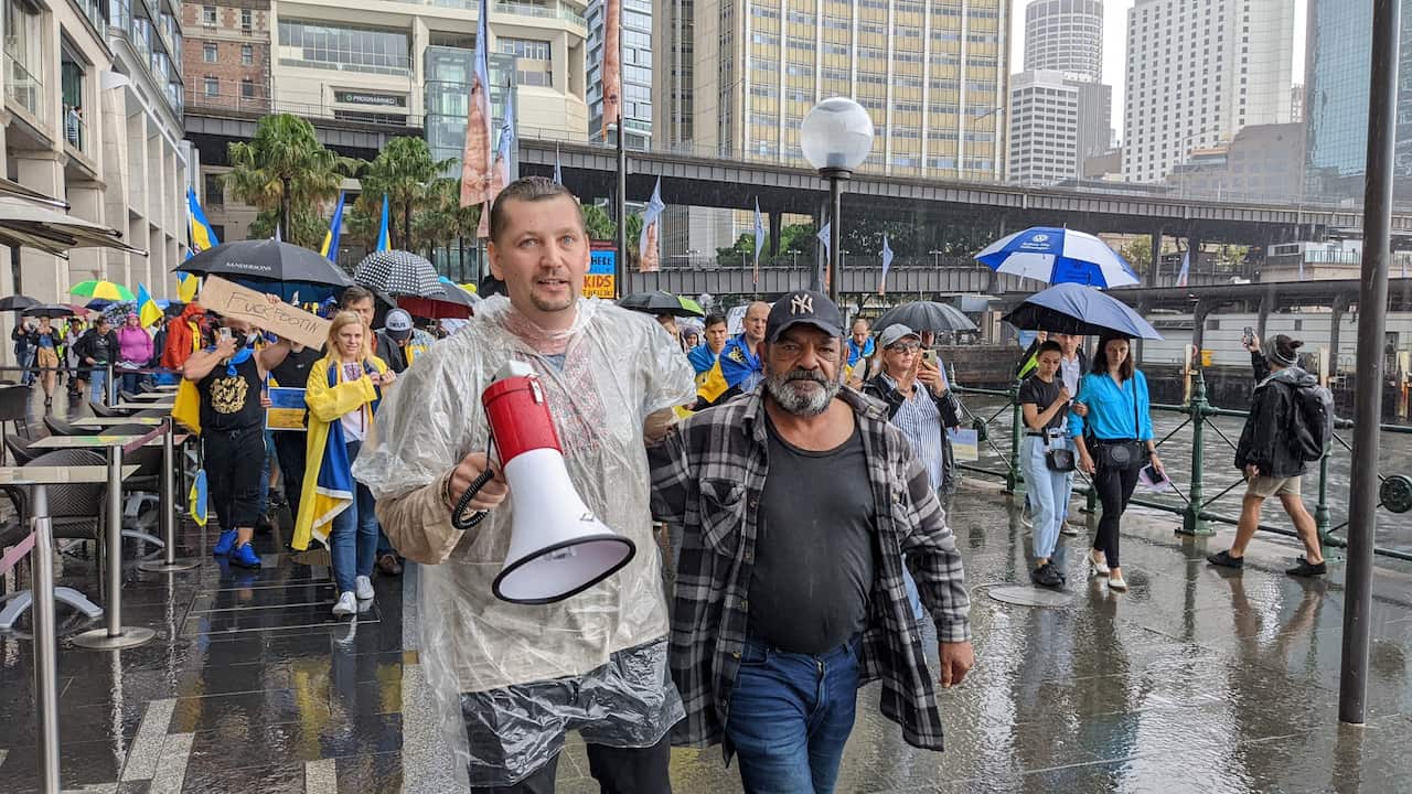 Anti-war protest in Sydney against invasion of Ukraine.