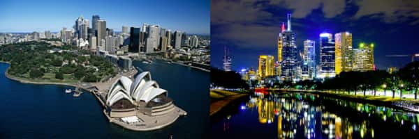 Melbourne and Sydney