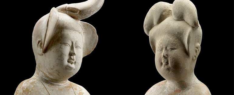  Female figure with zhuiji chignon 712-79 and Female figure in men’s clothes 700s, Xi’an Museum