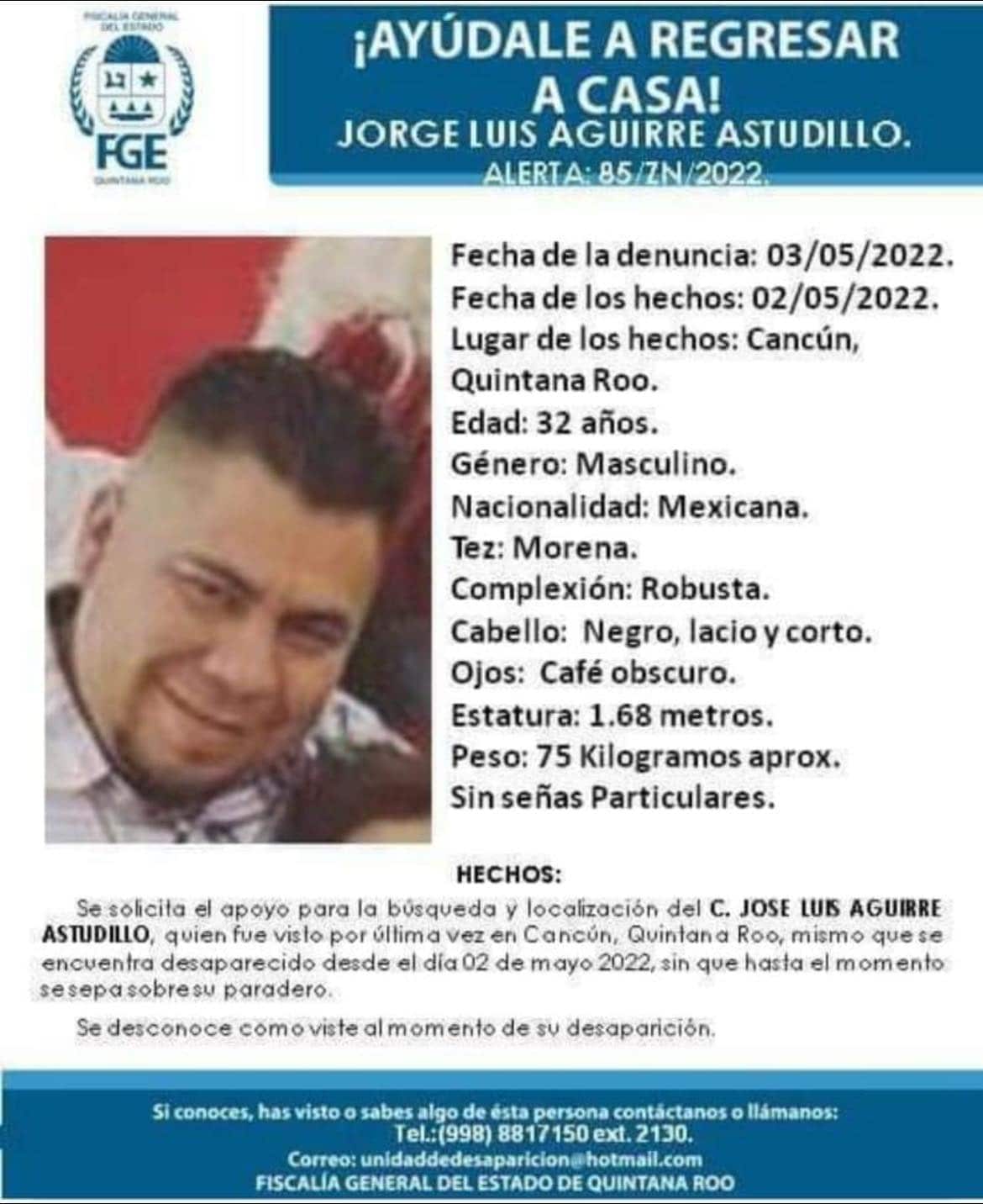 Ficha de búsqueda de Jorge Luis Aguirre Astudillo.