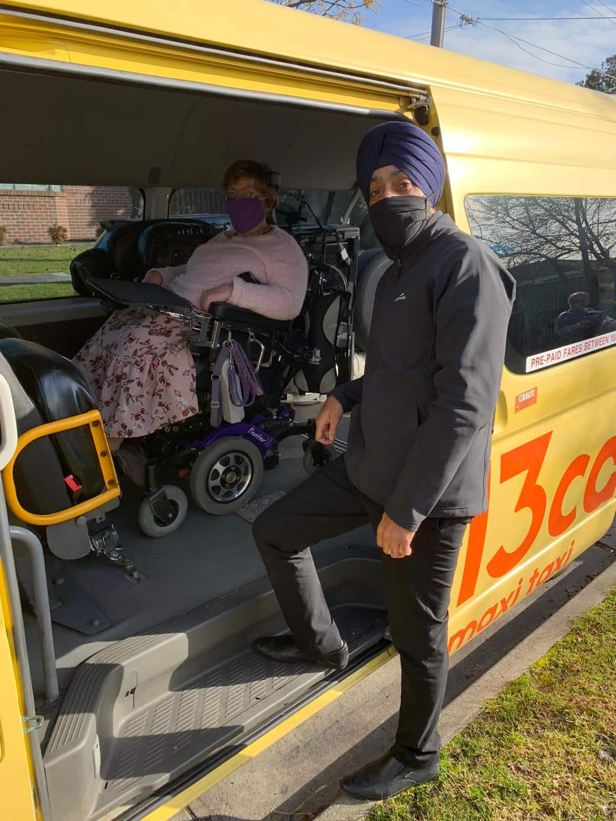 Hardev Singh drives a maxi-taxi, which is also wheelchair accessible.