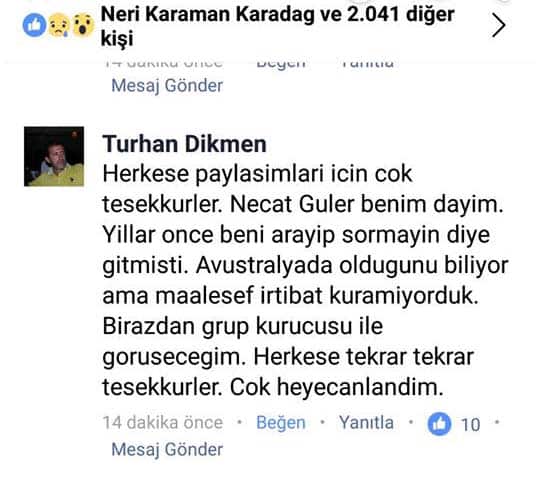 Turhan Dikmen Facebook post