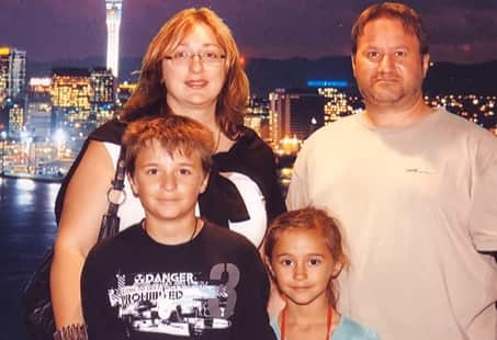 Terry Kanellos with his wife Stav, and children, Emily and John. 