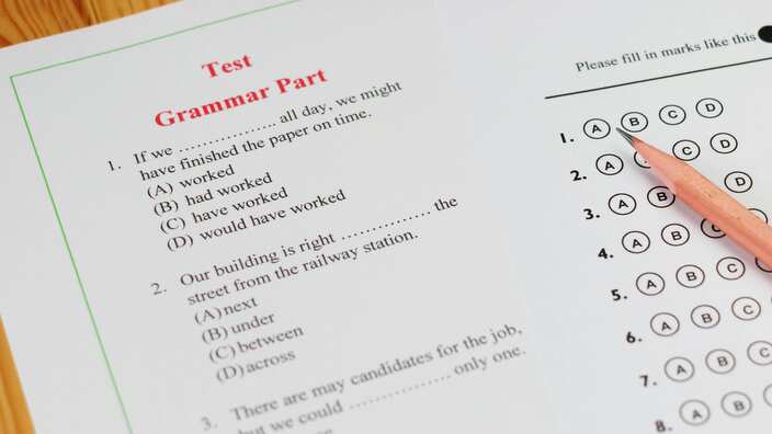 English language multiple choice test