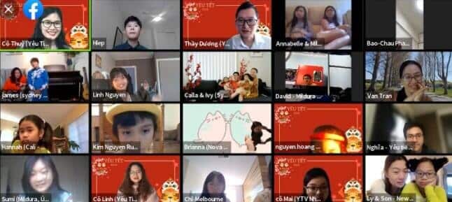 Chương trình Yêu Tết của trường Yêu tiếng Việt được thực hiện trên Zoom vào ngày 23/1/2022