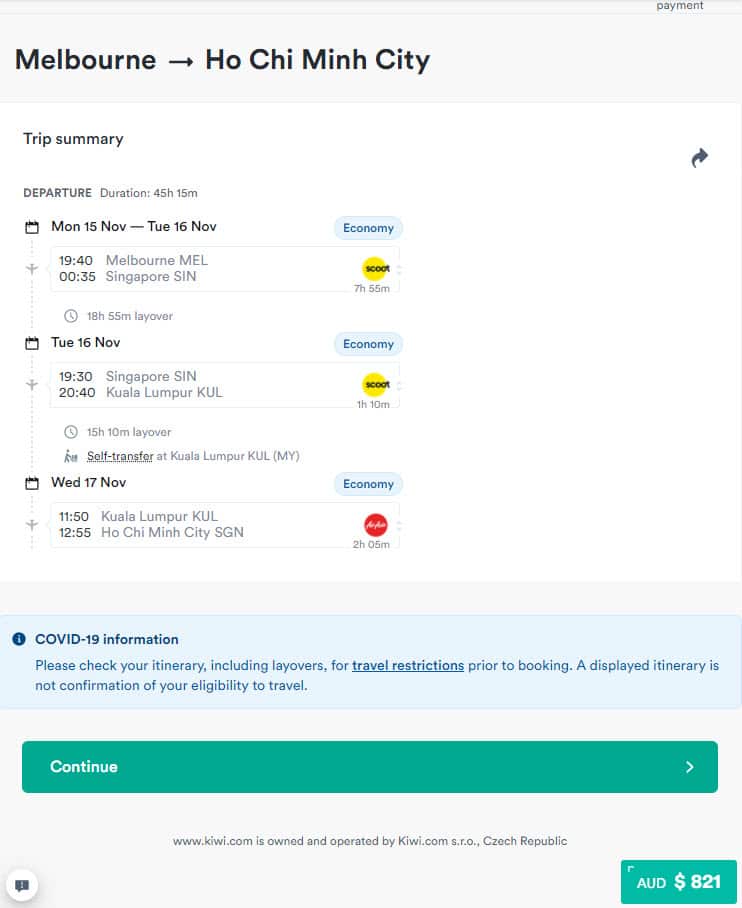 Printed screen on Sky Scanner