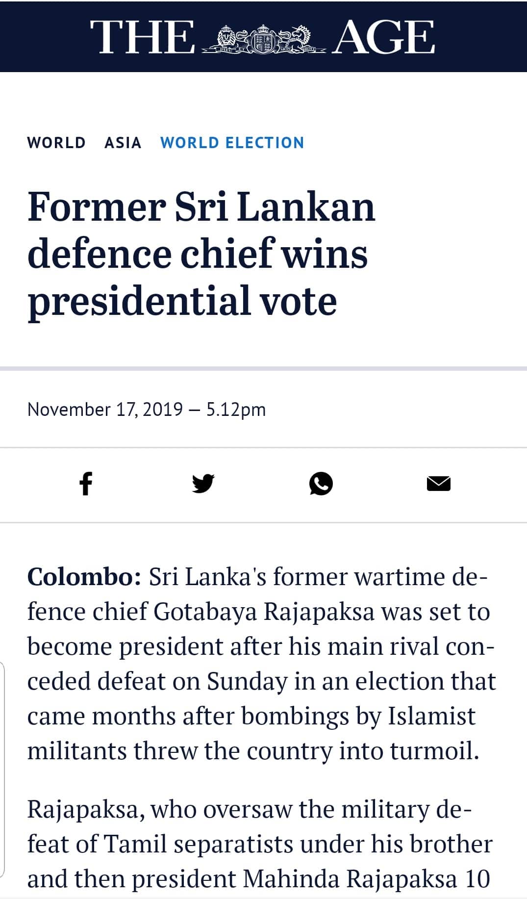 Gotabhaya officially declared as the seventh executive president of Sri Lanka.
