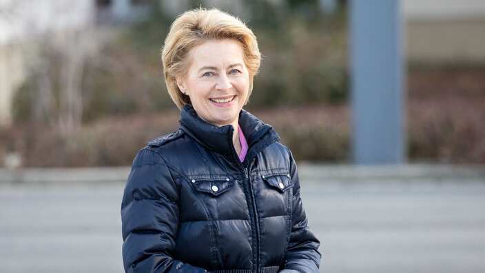 FILE: German Defense Minister Ursula von der Leyen at the German Federal Defense Ministry in Berlin, Germany, February 12, 2019. Von der Leyen was nominated today to serve as European Commission president..