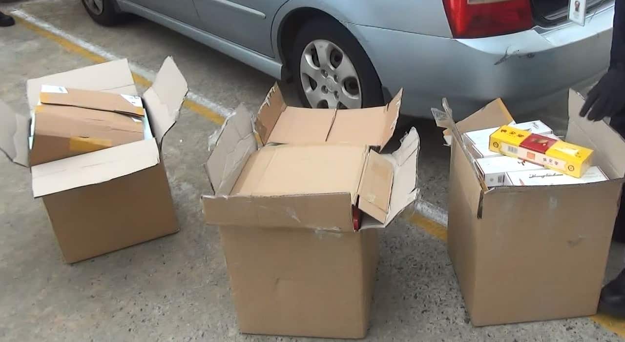 The three boxes of cigarettes seized