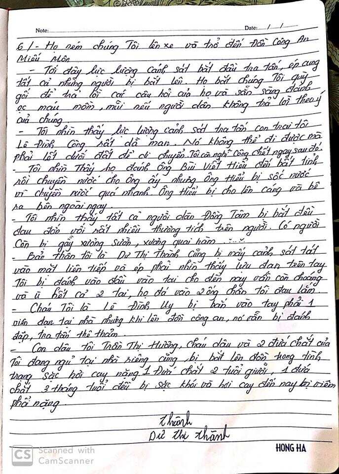 Thư gởi Tòa Đại sứ Hoa kỳ của bà Dư thị̣ Thành, p2