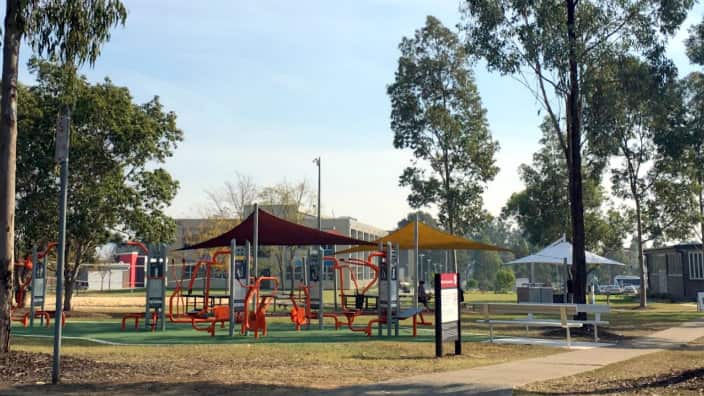 Outdoor gym located outside the UWS College Nirimba Campus