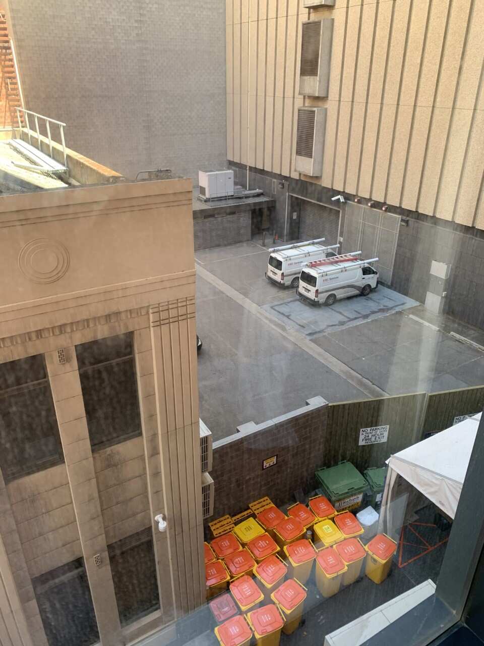 Nezar's room for the past 25 days overlooks the garbage dump of the hotel.