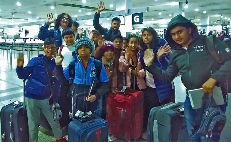 Kathmandu Pragya Kunja School kids return home