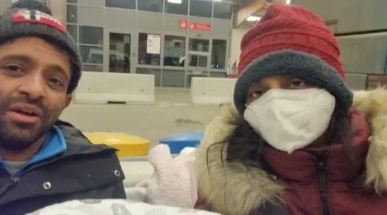 Ronak Raval (L) rescued a mother (R) and her two-month-old baby from war-torn Ukraine.