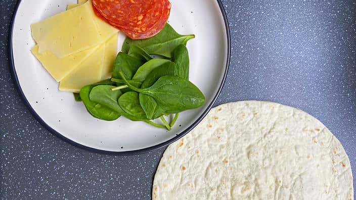 All you need is a medium-sized tortilla/wrap and some filling.