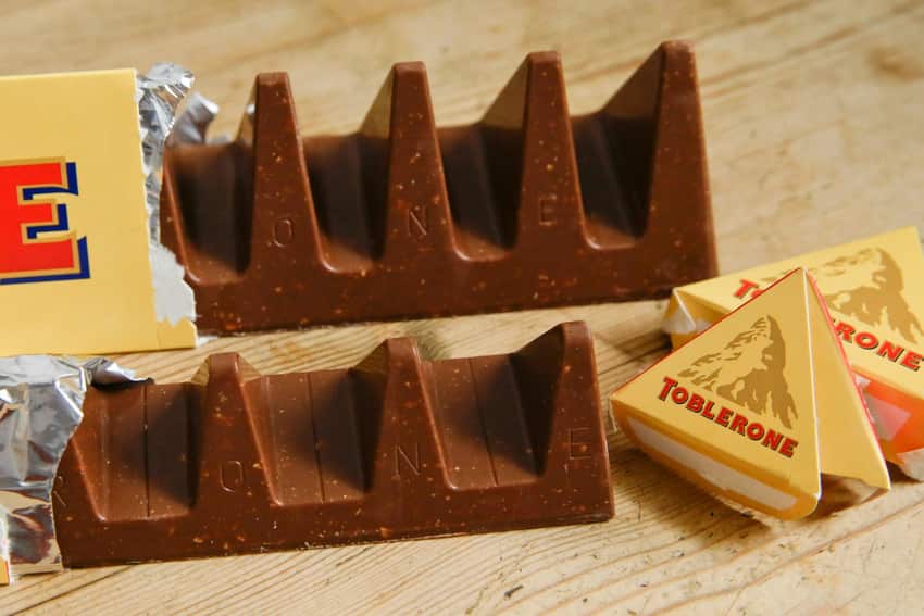 The Toblerone bar before and after it was ‘shrinkflated’.