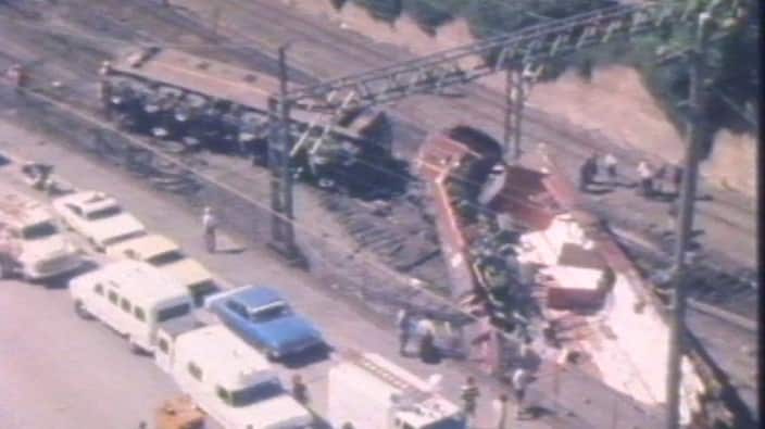 Aerial footage of Granville train disaster