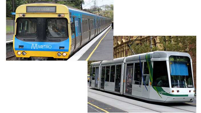 Melbourne tram and train