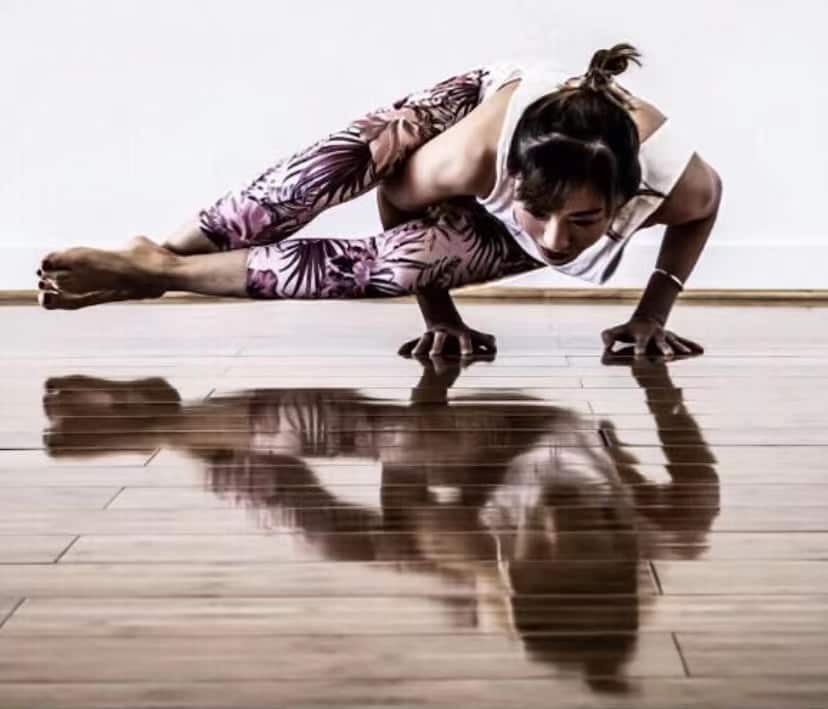 Michelle Sun doing yoga