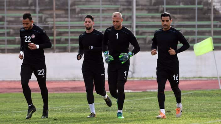 Tunisia's players during a training session.